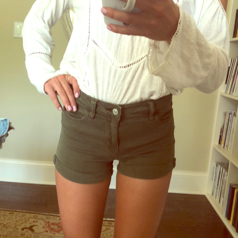 High Waisted Army Green PacSun Jean Shorts